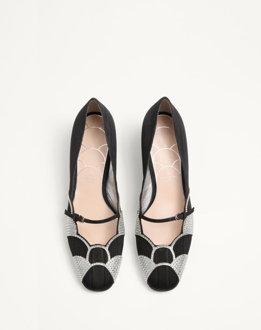 BOWOW PUMPS IN MOIRÈ FABRIC WITH CRYSTALS 45MM - Image 3